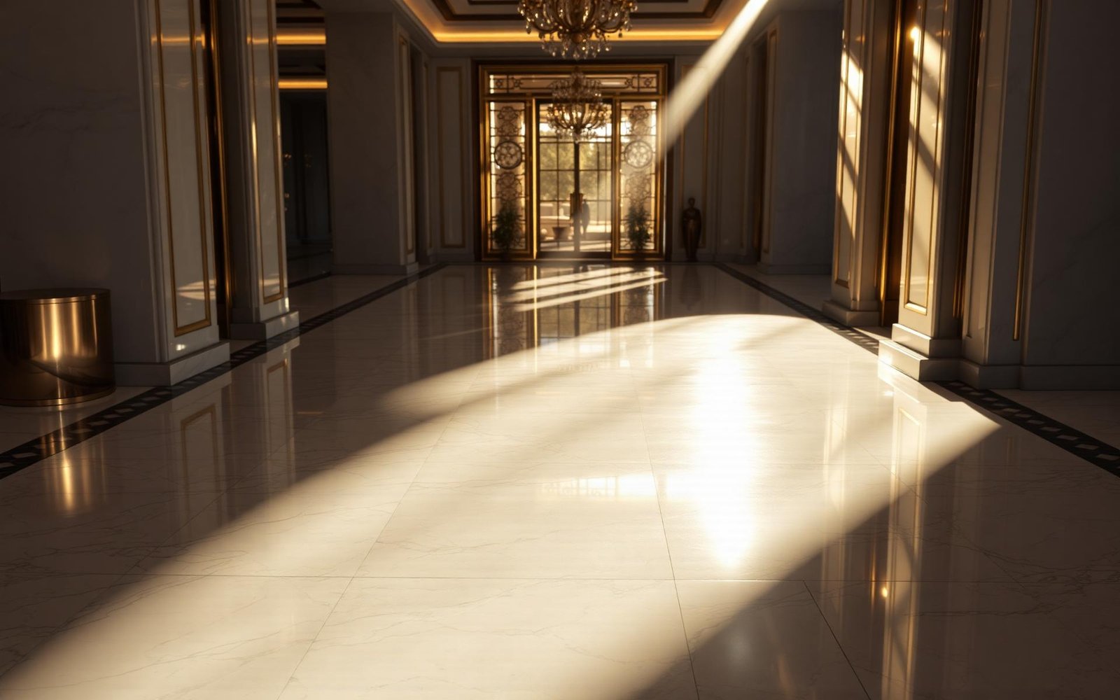 Polished marble floor in luxury foyer restored by StillRockin